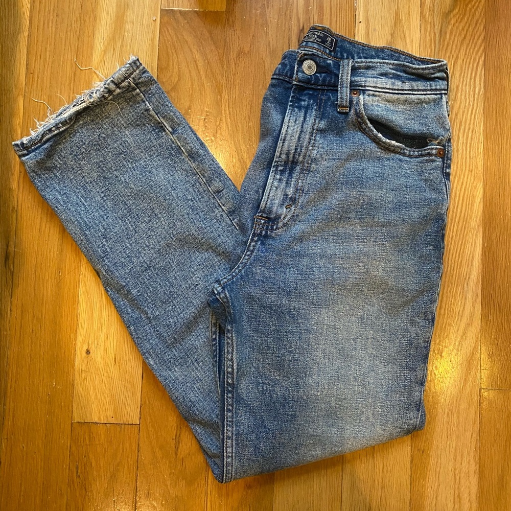 A&F Ultra High Rise Straight Leg Jeans